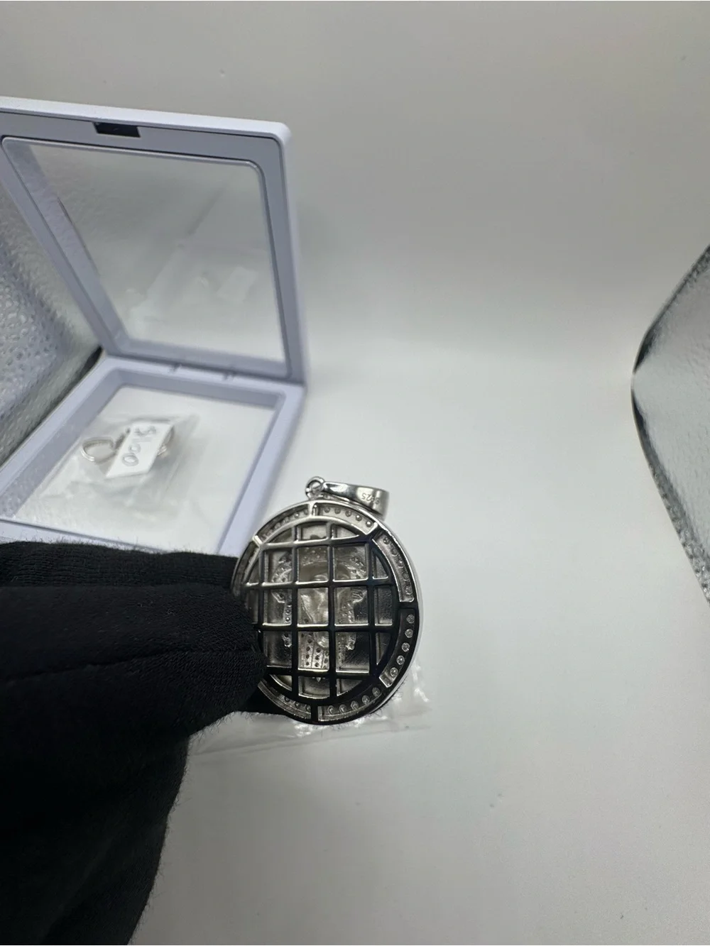 Silver moissanite Lion Medallion Pendant Necklace - Silver